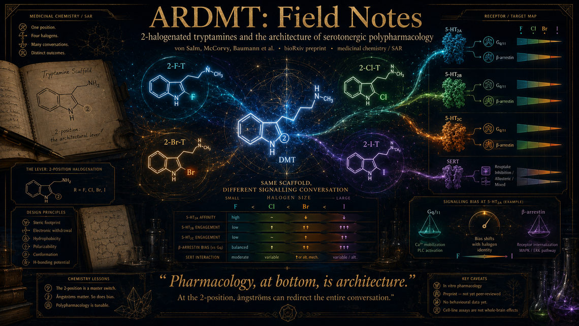 2-Halogenated Tryptamines: How One Atom Reshapes DMT Pharmacology