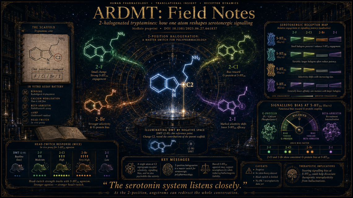 Can Halogenated DMT Analogues Be Non-Hallucinogenic? G-Protein Bias