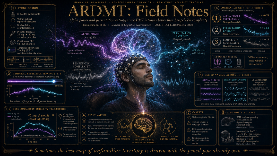 DMT EEG: Alpha Power Outperforms Lempel-Ziv Complexity (Timmermann)