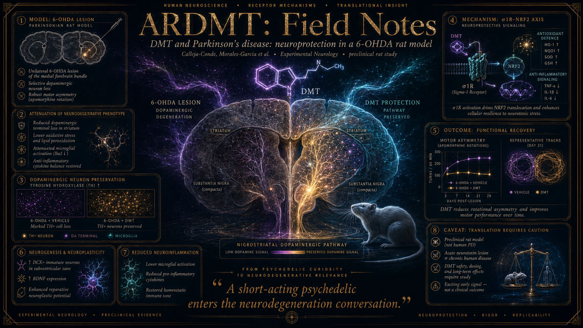 DMT shows neuroprotective effects in a Parkinson's rat model — a Madrid group extends its σ1R hypothesis