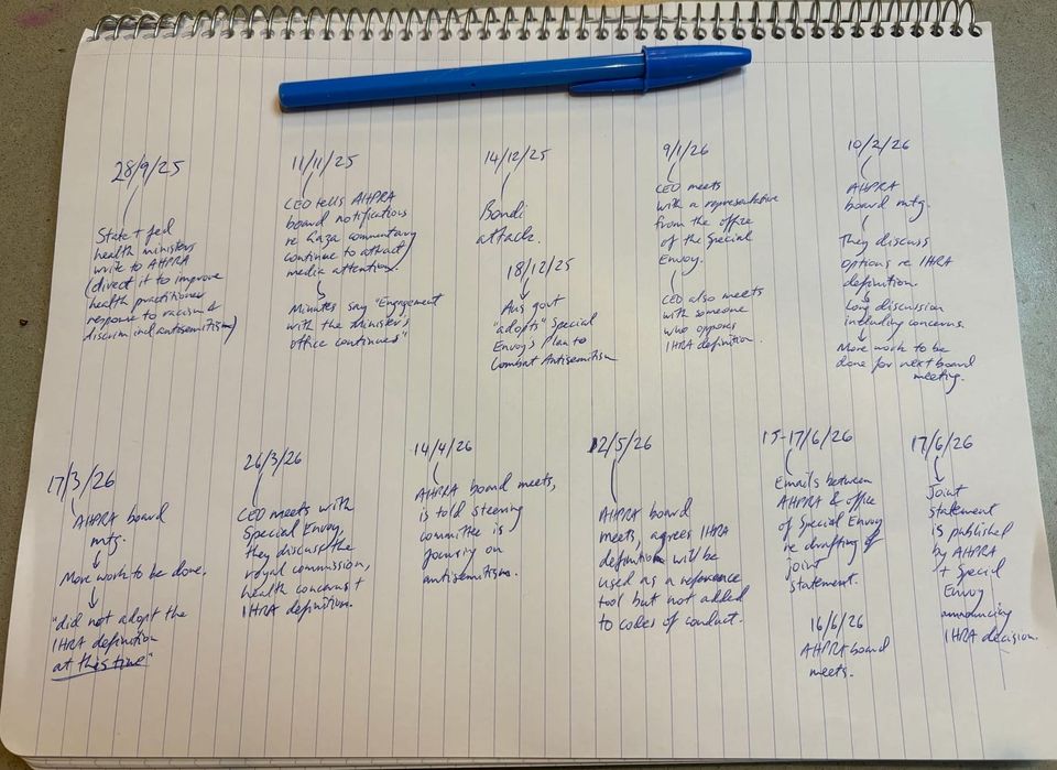 The author’s notes of key dates and decisions from the FOI documents. Real notes, not AI