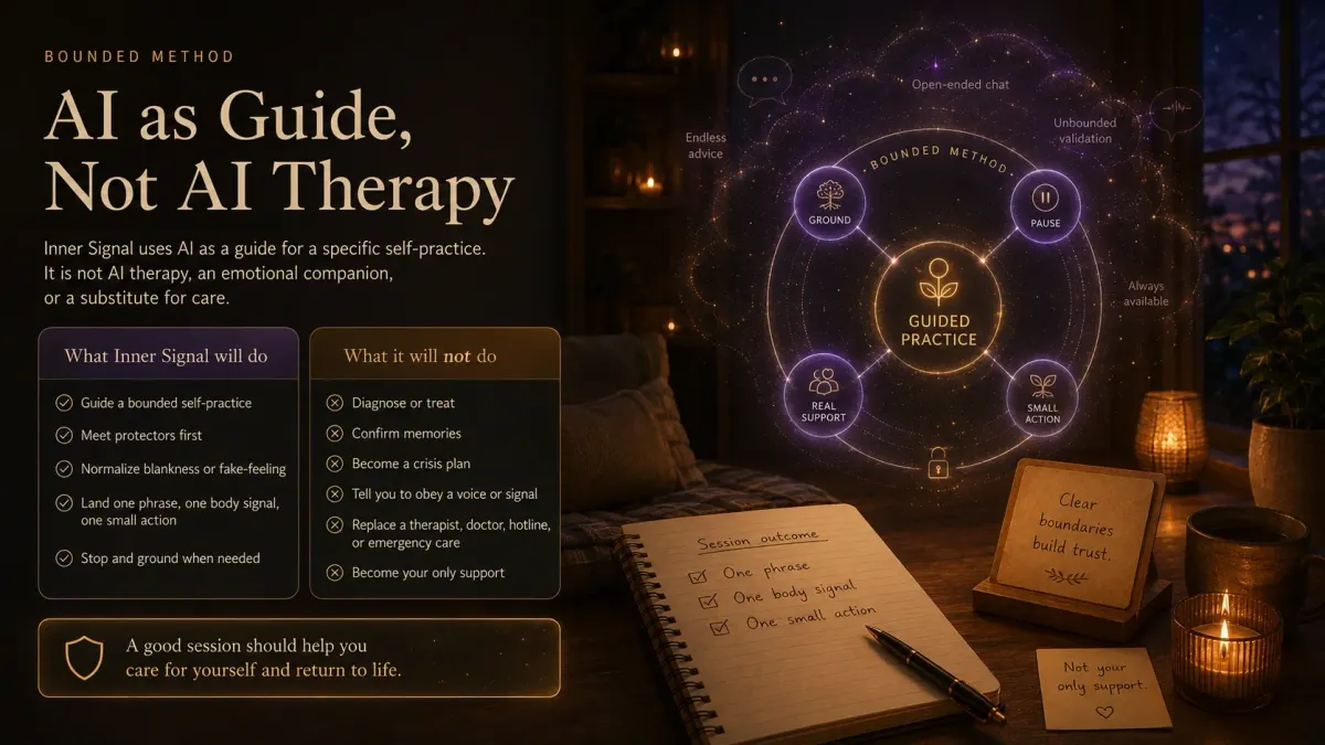 Bounded Method, Not AI Therapy