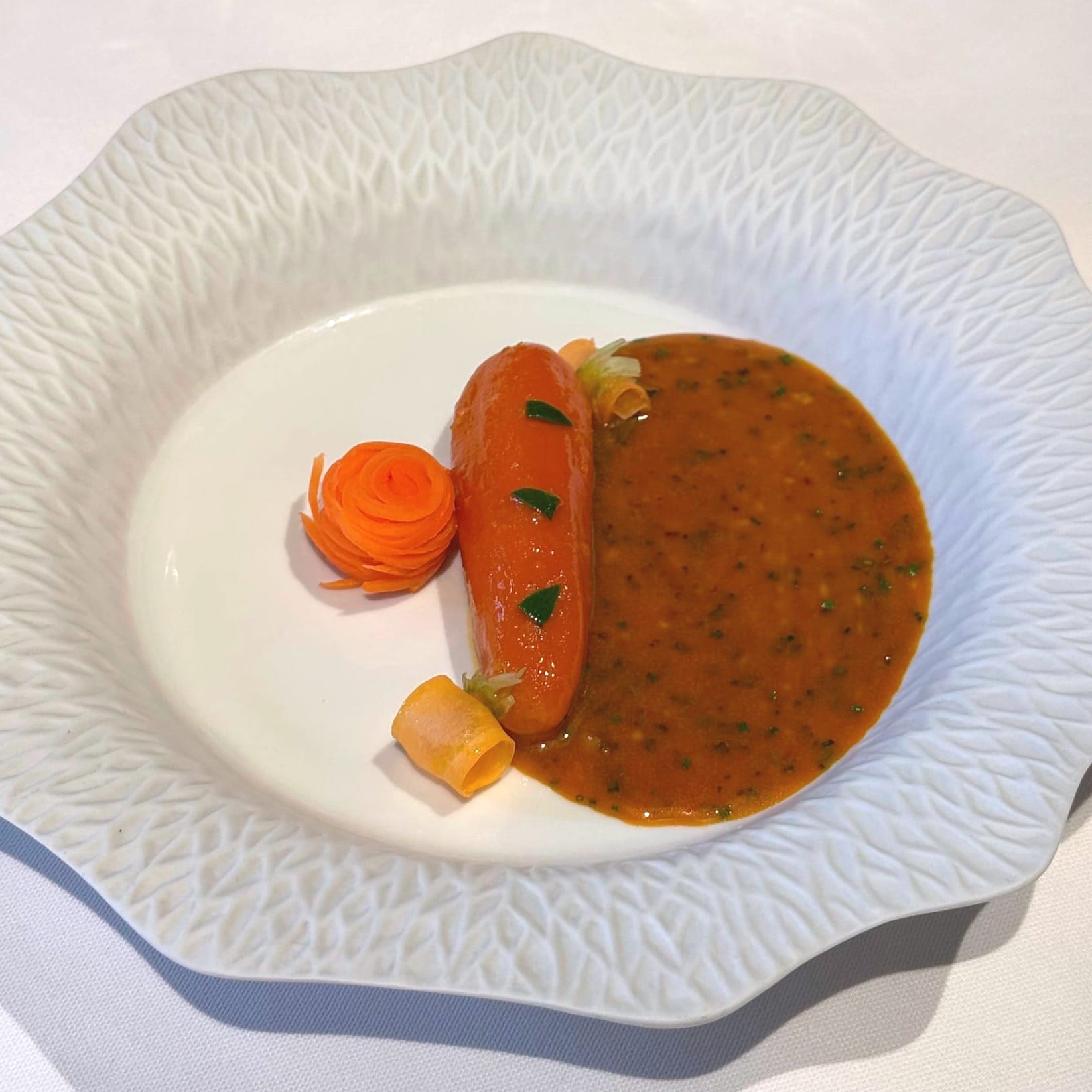 Sand carrot, fermented ginger at Le Gabriel Paris