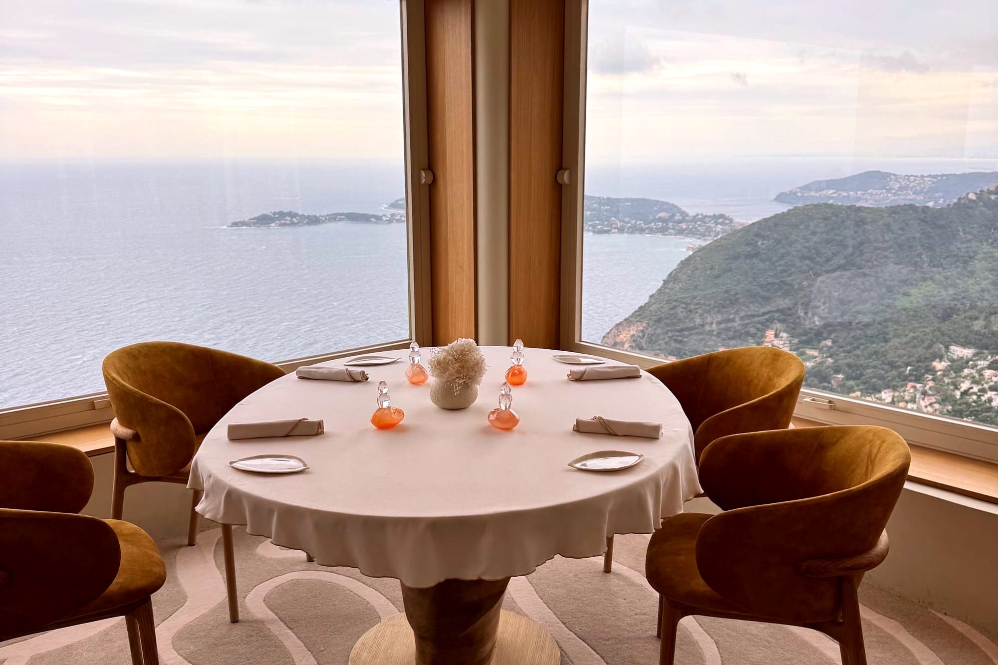 table with a view at La Chèvre d’Or Èze