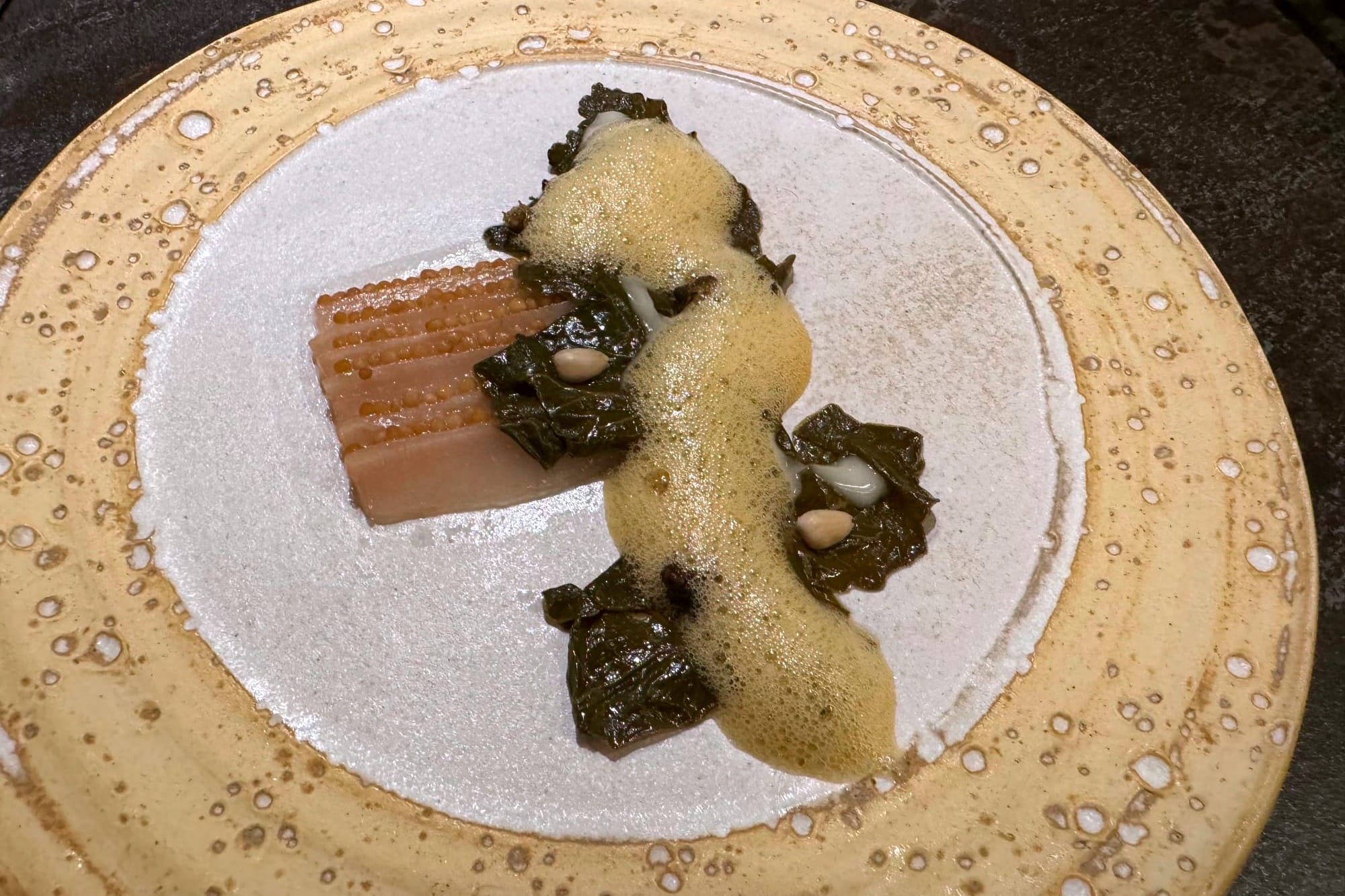 marine cabbage with fish jowl at Aponiente