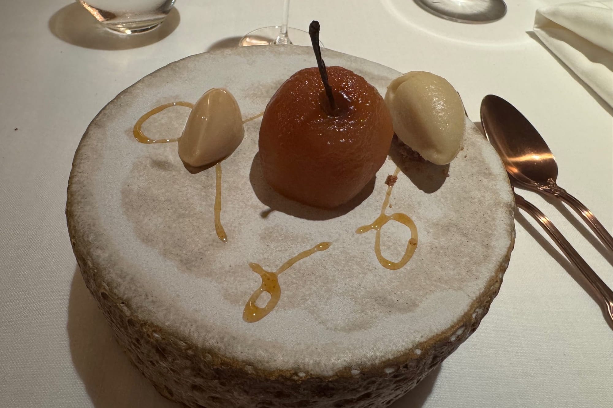 Baked apple, cider mother cream and apple ice cream at Casa Marcial