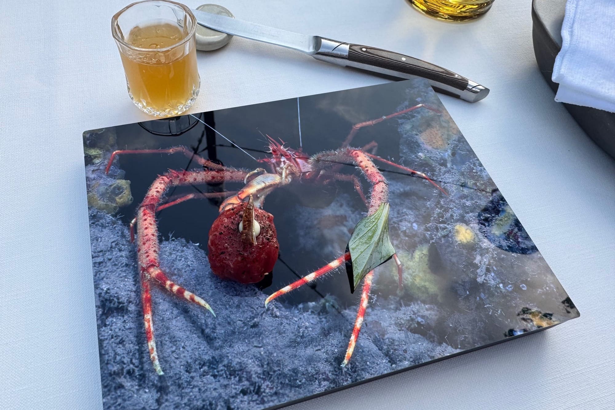 Crab wrapped in raw beef