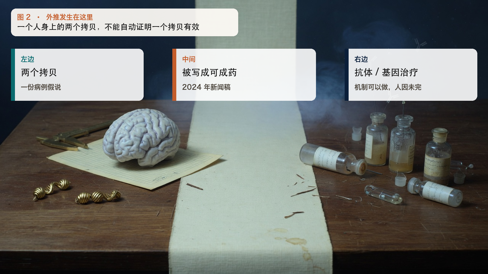 一个人身上的两个拷贝，不能自动证明一个拷贝有效。