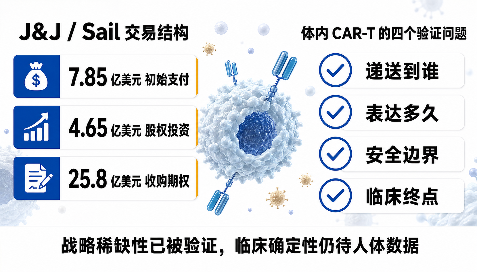 J&J / Sail 的交易验证的是平台稀缺性;体内 CAR-T 的平台价值仍要靠人体数据回答。