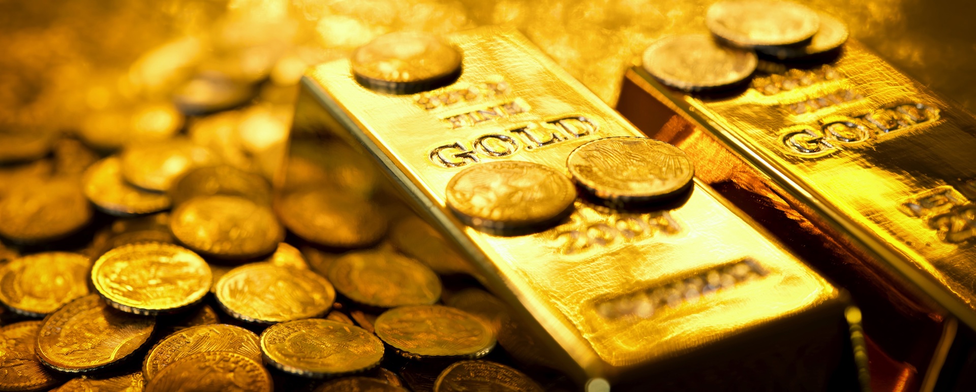 Gold bars and coins.