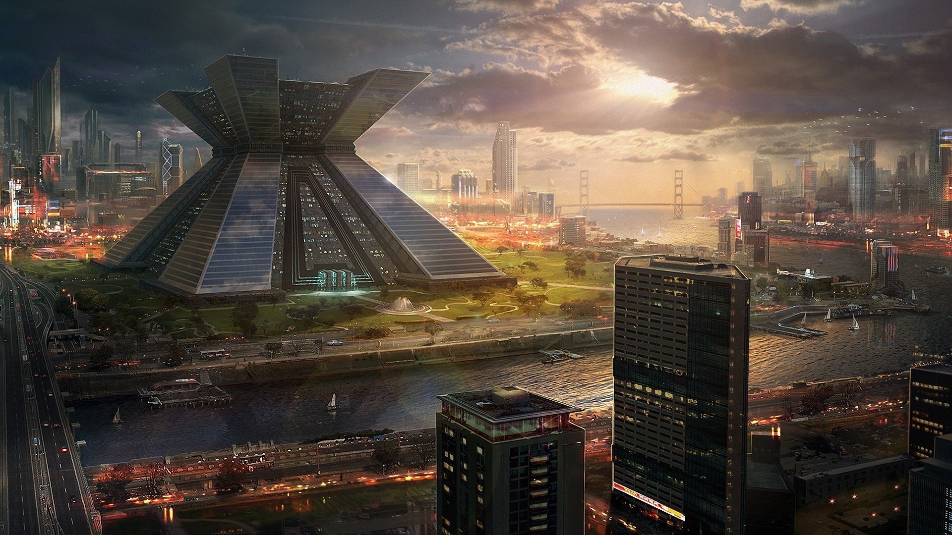 Futuristic city illustration