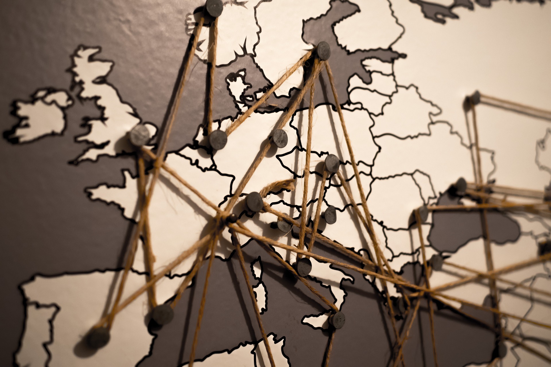 Map of interconnected countries