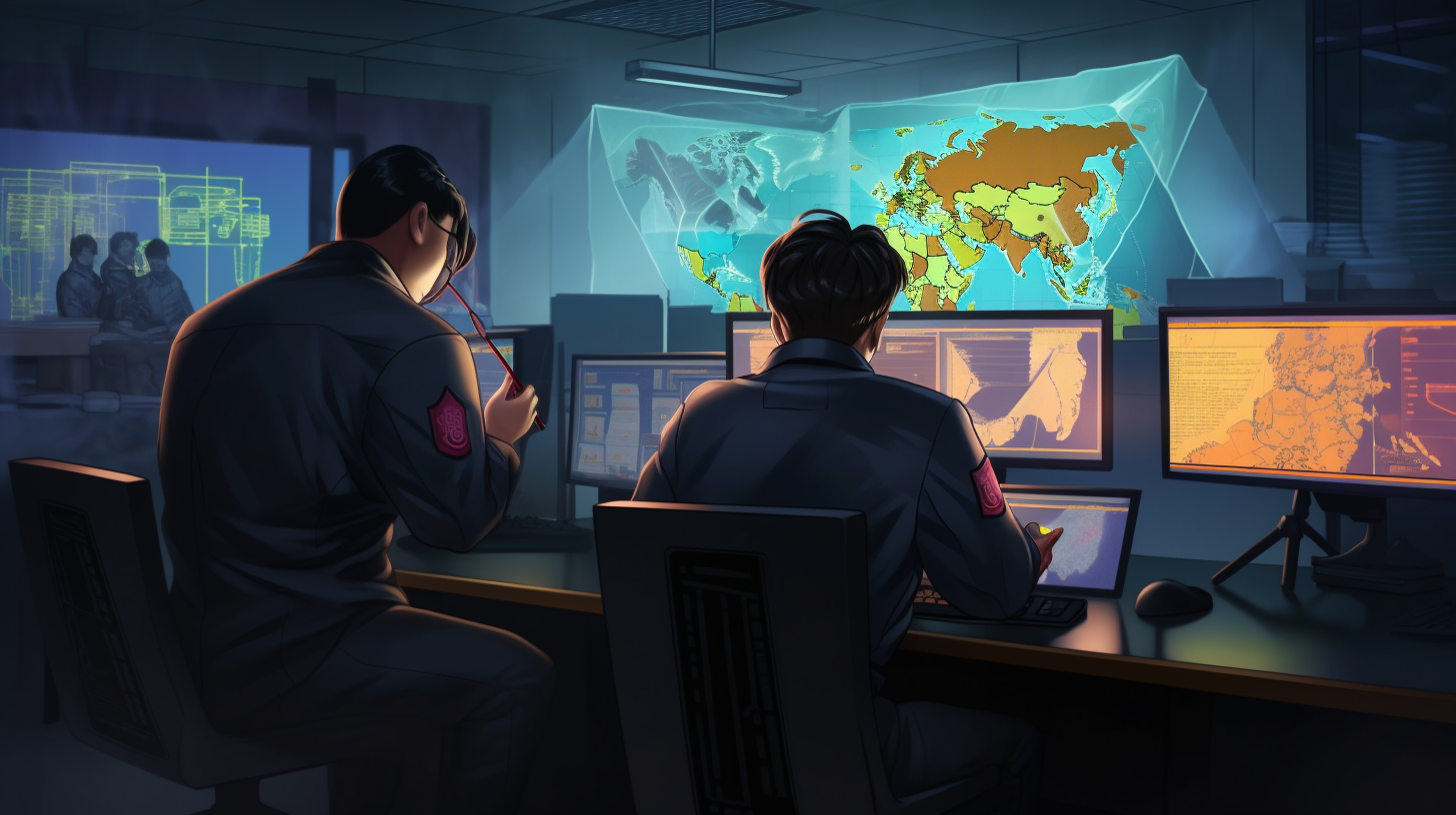 illustration showing Chinese hackers
