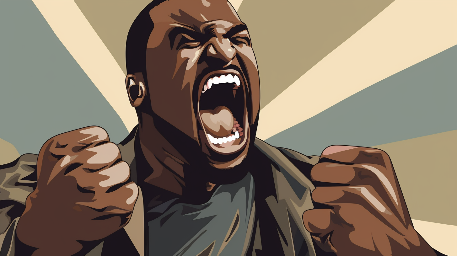 Illustration of an angry Kanye West
