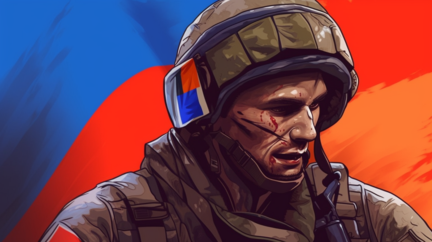 Illustration of a battered Russian soldier