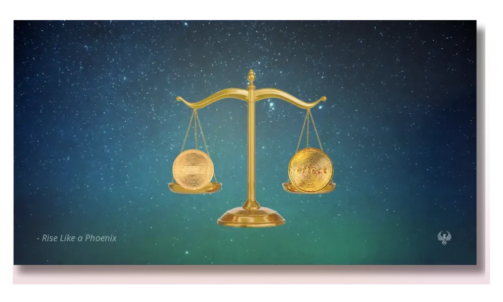 Two sides of a coin illustrating karma as the law of cause and effect