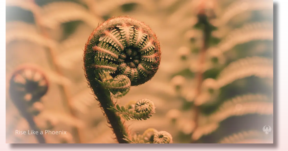 Fern spiral pattern symbolizing the intelligent unfolding of kundalini energy.