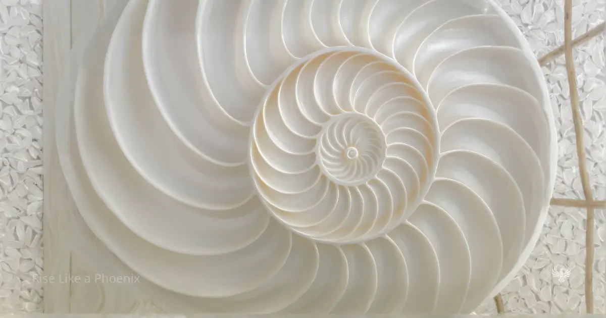 Close-up of a spiral form, illustrating gradual accumulation and repeating patterns over time.