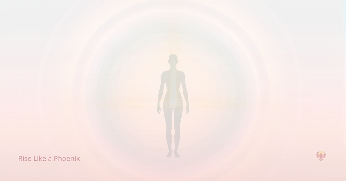 Silhouette with soft light radiating from the pelvic region and rising upward, symbolizing the overlap between sexual energy and kundalini awakening.