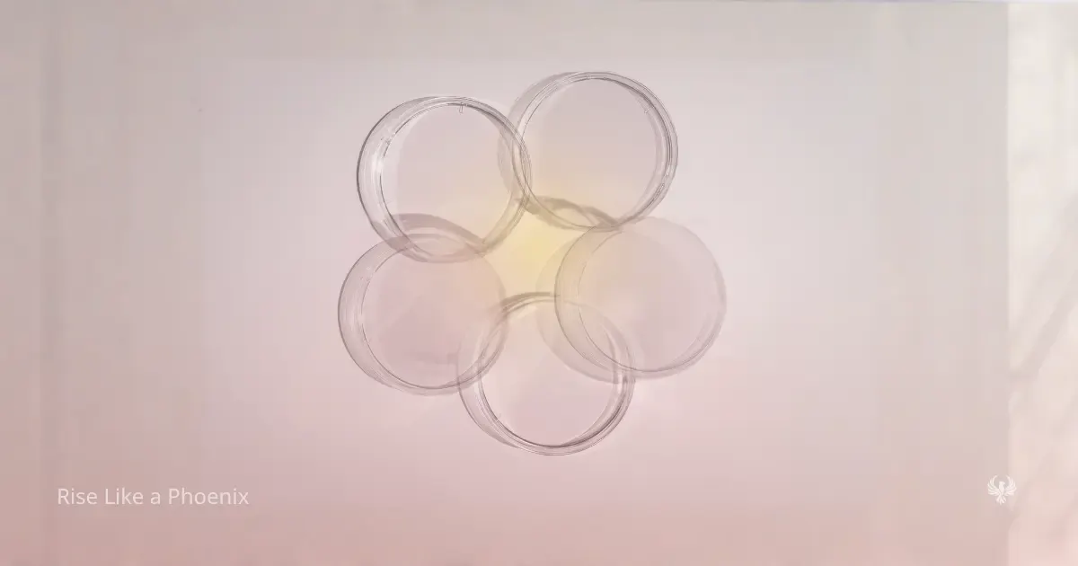 Five translucent circular lens shapes surrounding a soft central light on a pale background, representing spiritual discernment and grounded clarity.