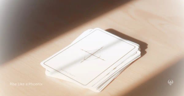 Minimal Tarot card on a wooden surface in soft natural light, symbolizing clarity and self-guided reflection.