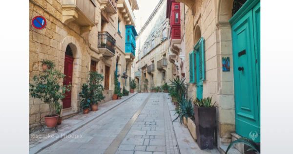Quiet street with doorways symbolizing different areas of life as fields of experience.