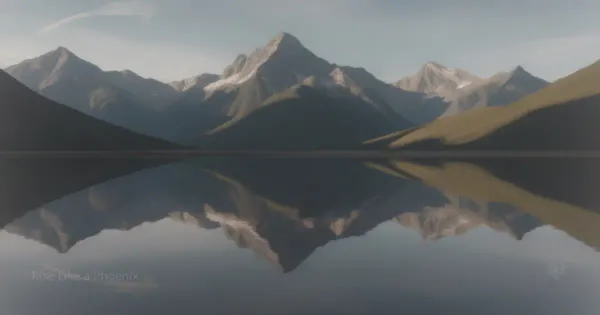 A calm mountain landscape reflected in still water, symbolizing quiet integration, presence, and inner stability after emotional intensity.