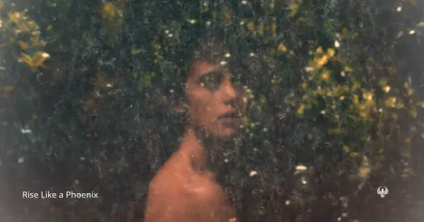 A person seen through textured glass, symbolizing repeated attraction patterns, projection, emotional familiarity, and unclear perception.