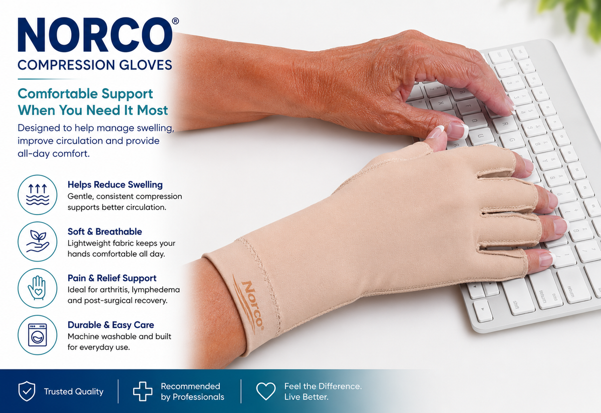 Norco® Compression Gloves for Hand Swelling, Stiffness & Arthritis Relief