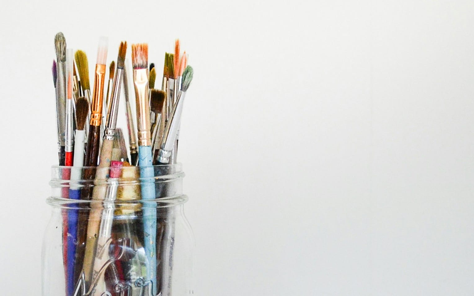 mason jar of paintbrush lot
