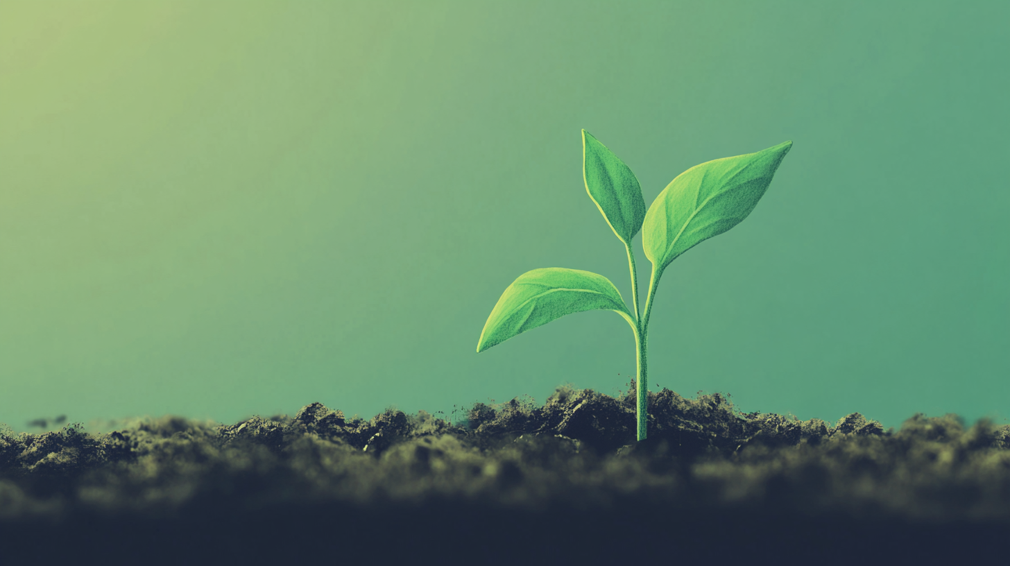 A green seedling emerging from the soil.