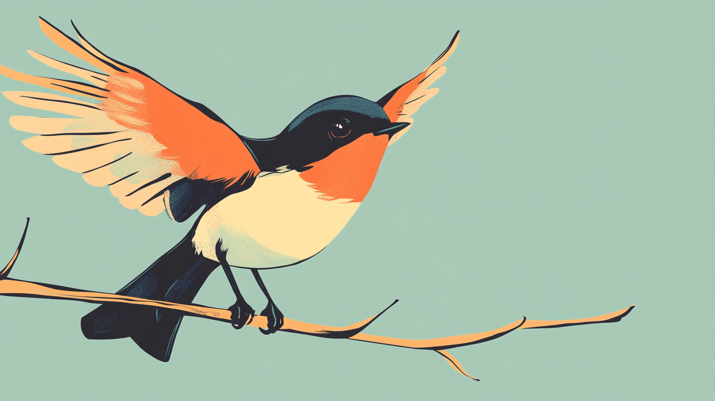 A bird taking flight.