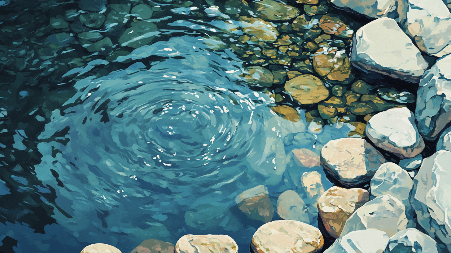 A pool of water surrounded by rocks.