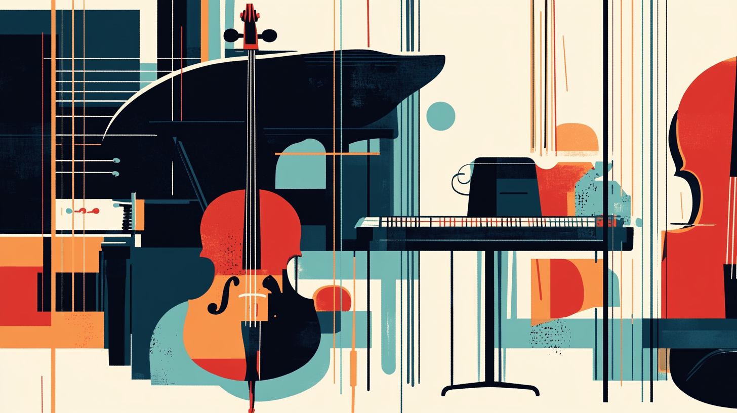 Abstract image of different instruments.