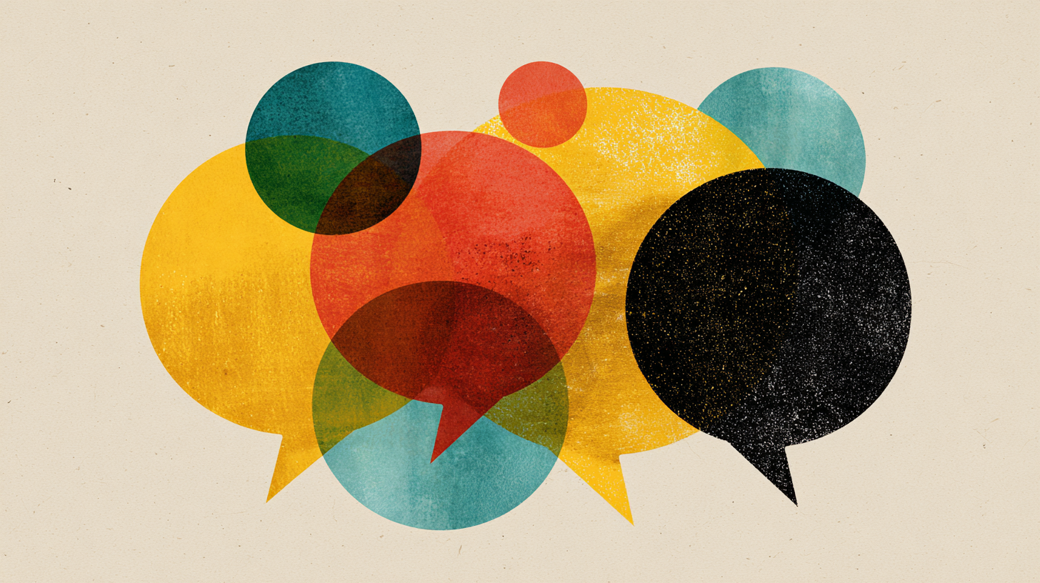 Different colored speech bubbles.