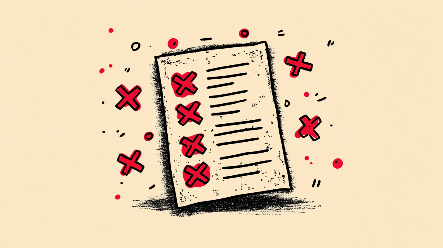 A test paper with multiple red "x's".