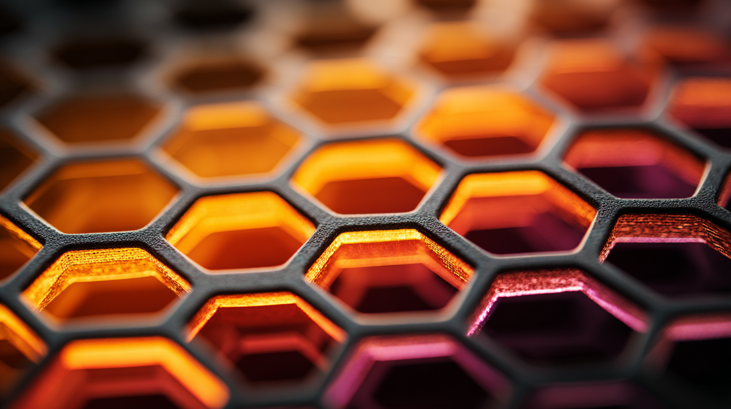 Close-up of a glowing honeycomb