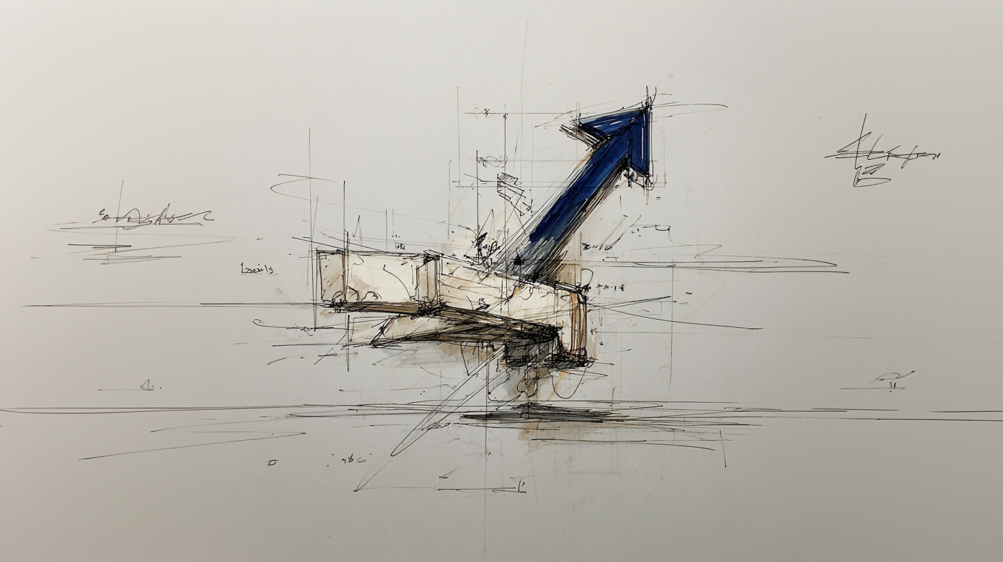 Navy blue arrow pointing up in a light gray bachground