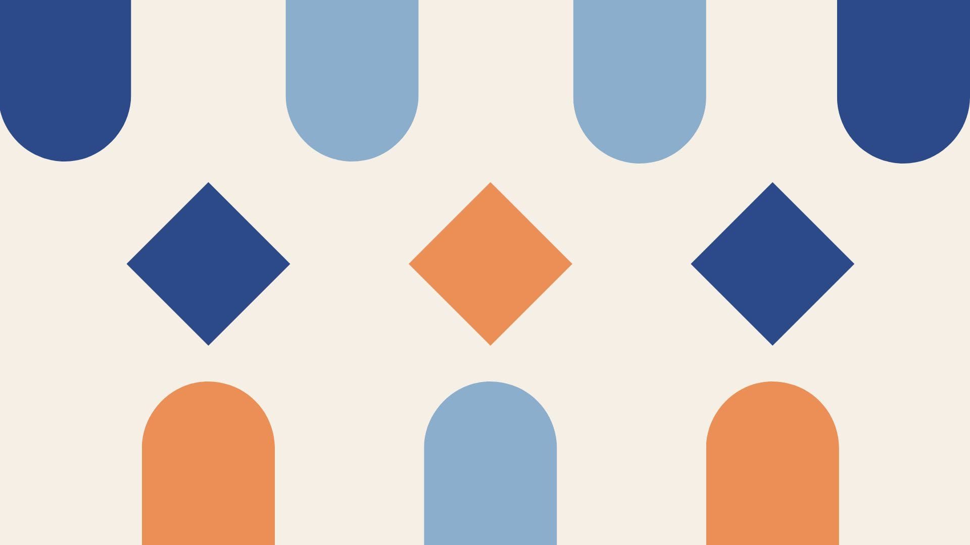 Blue and orange shapes in a beige background