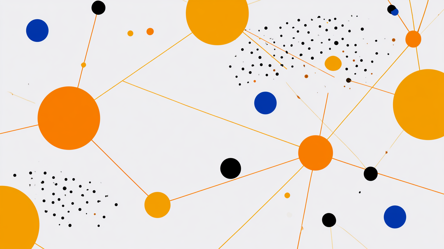 Colorful interconnected lines and dots. 