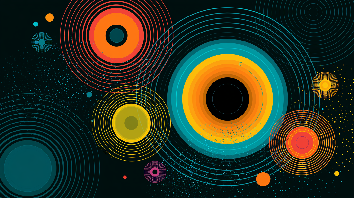 Abstract illustration of colourful concentric circles resembling bullseye targets.