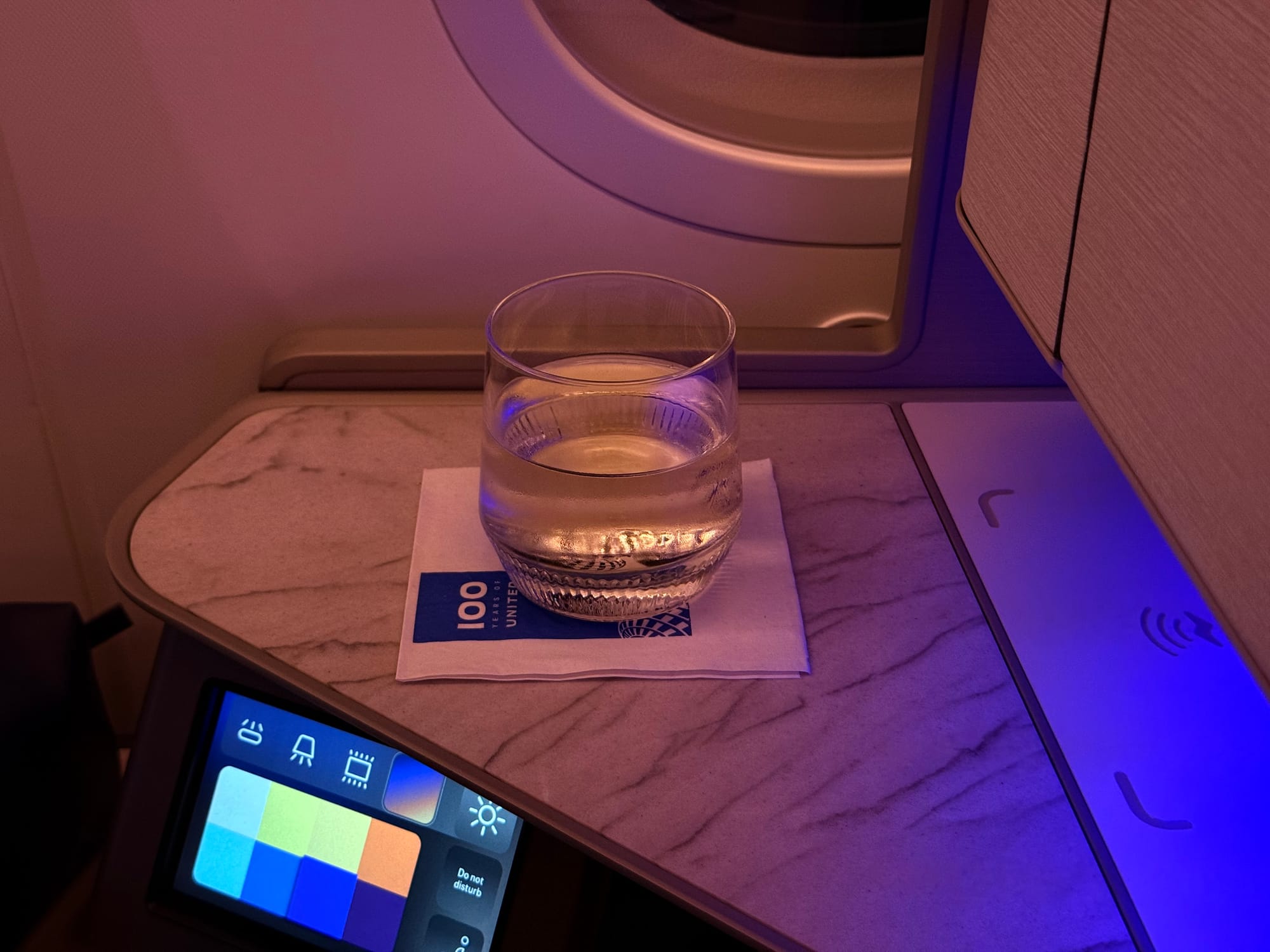 United centennial coaster and glass on the Polaris suite table