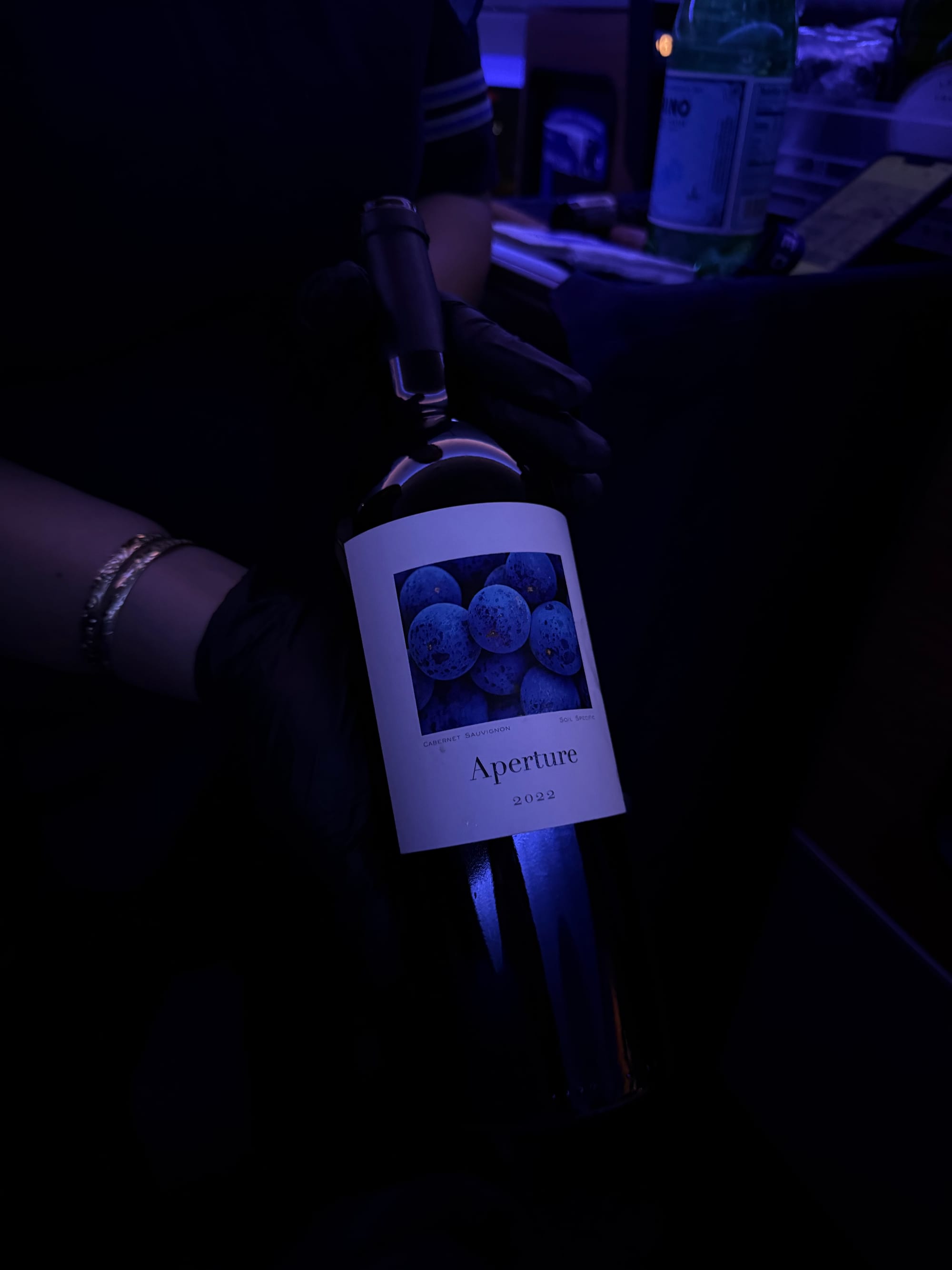 Aperture Cellars cabernet served in United Polaris business class