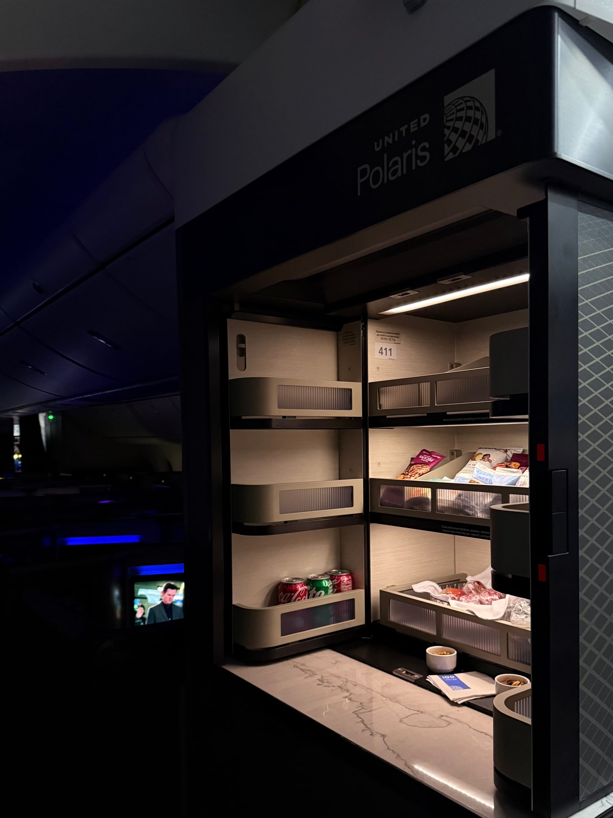 Polaris snack bar shelves on the 787-9