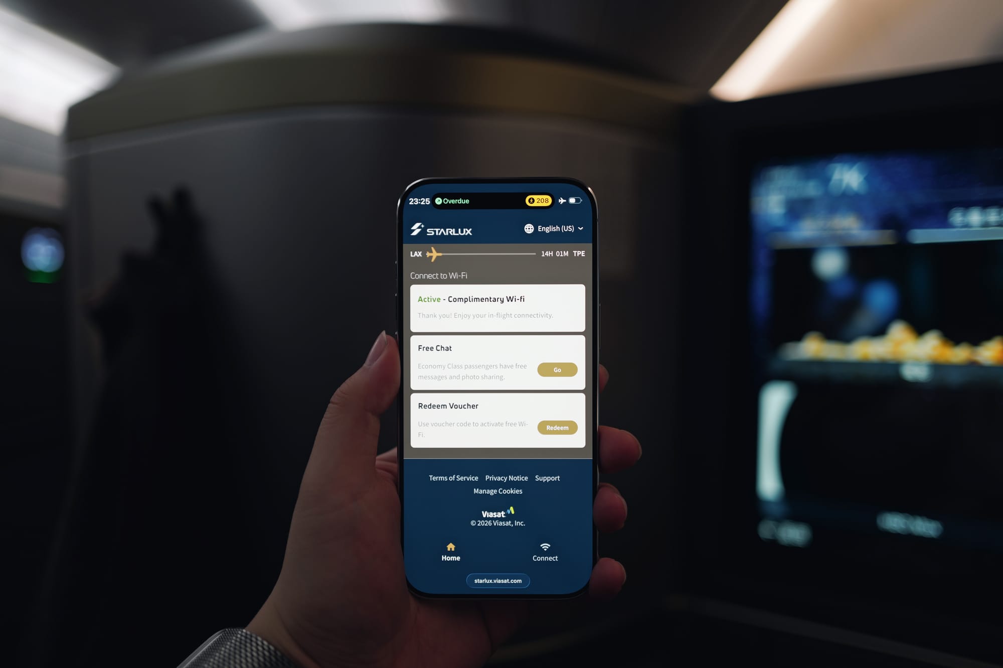 Free Wi-Fi for STARLUX business class passengers.