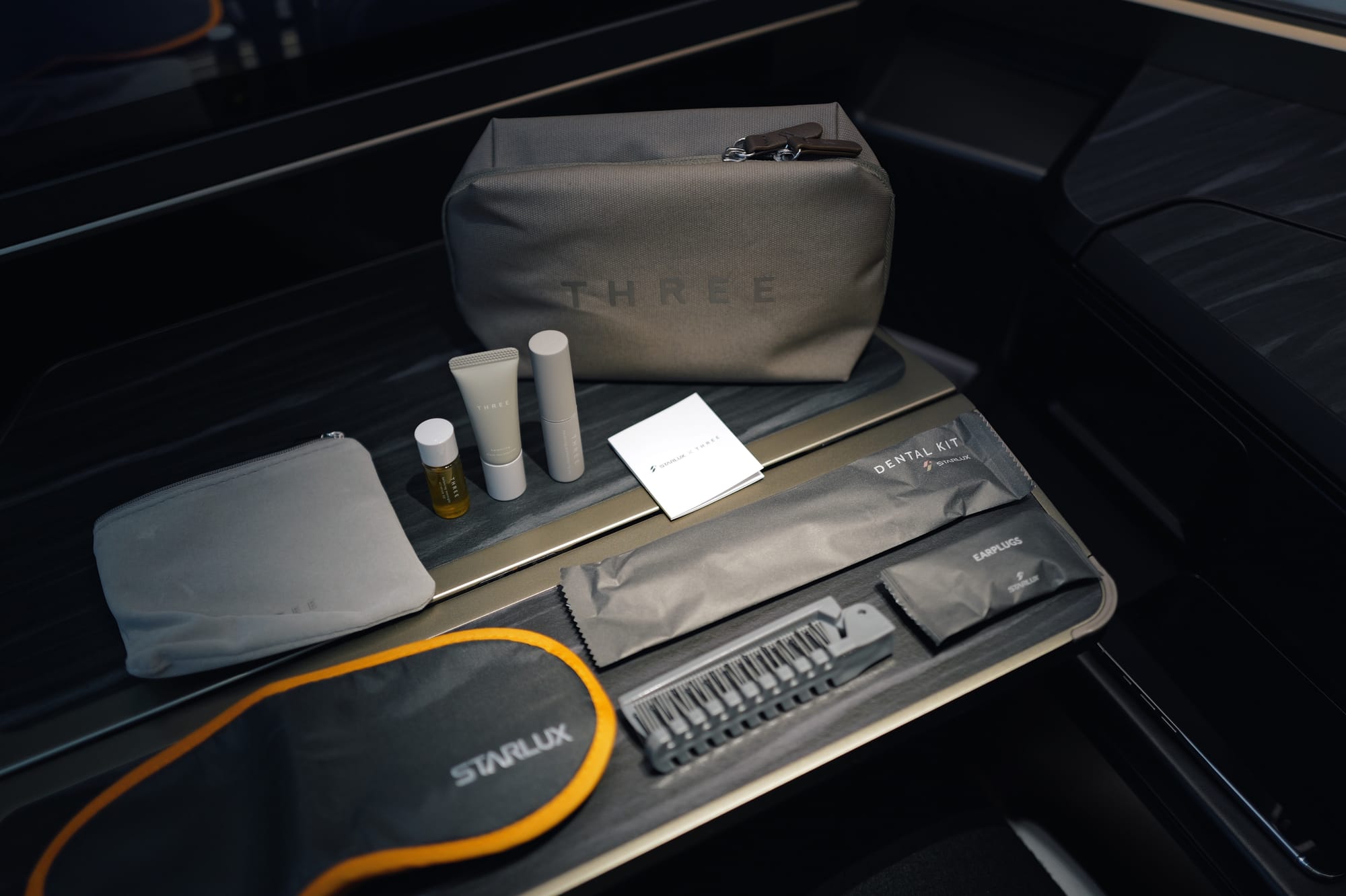 THREE x STARLUX amenity kit in A350 business class