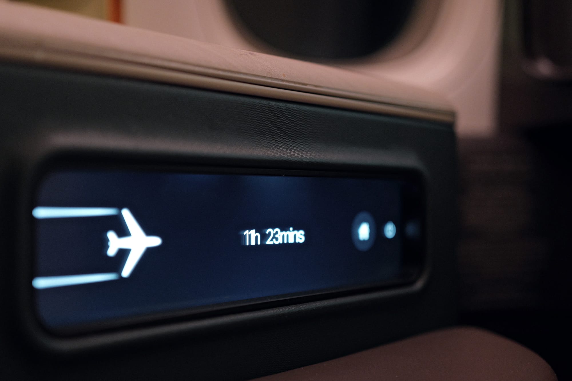 Aria Suite display showing eleven hours twenty-three minutes to go