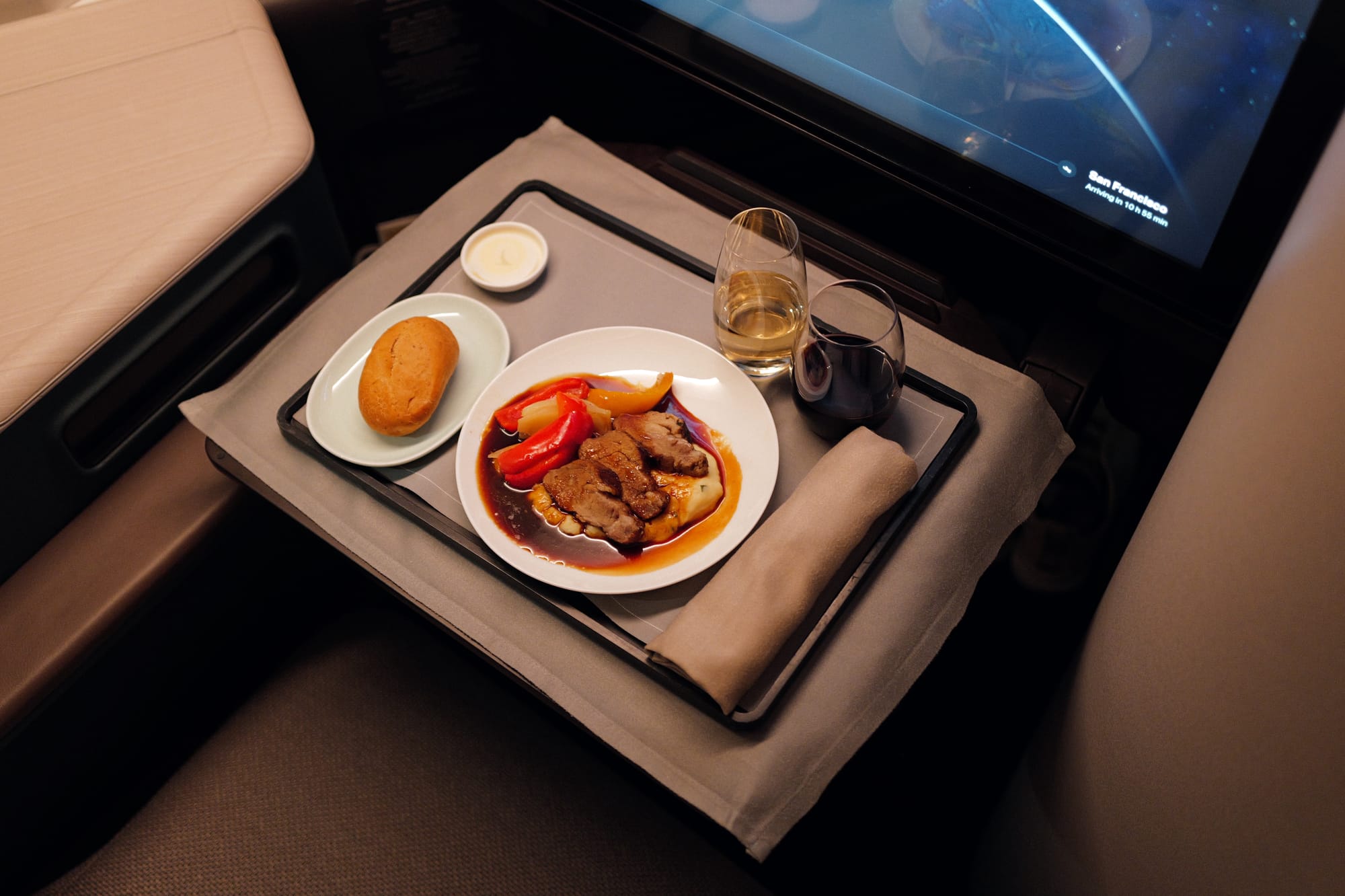 Cathay Pacific business class supper tray on CX872
