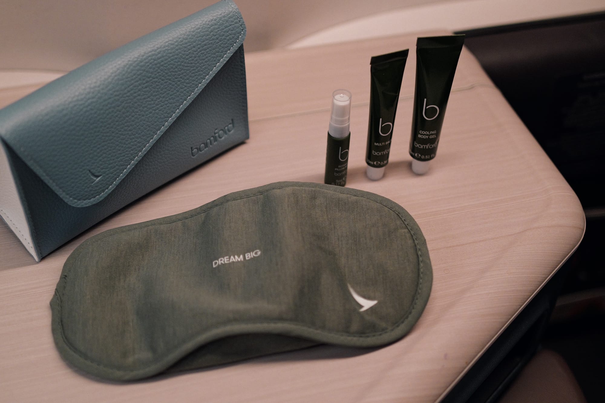 Bamford amenity contents and Dream Big eye mask
