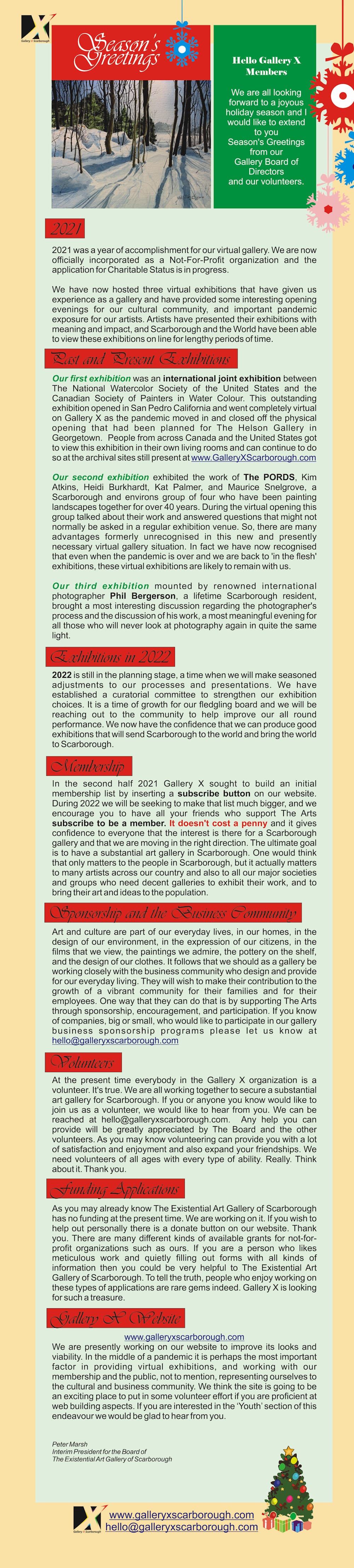 Gallery X newsletter